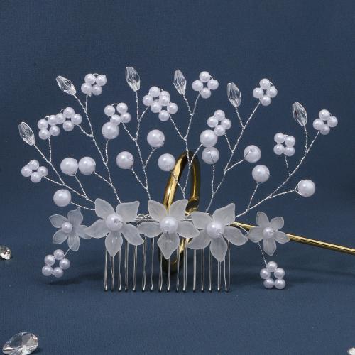 Dekoratív Hair Combs, Cink ötvözet, -val Kristály & Műanyag Pearl & Akril, divat ékszerek & a nő, 150x100mm, Által értékesített PC