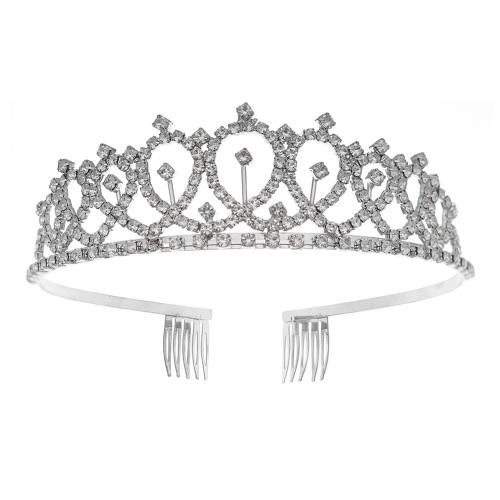 Tiaras, liga de zinco, joias de moda & para mulher & com strass, dourado, vendido por PC