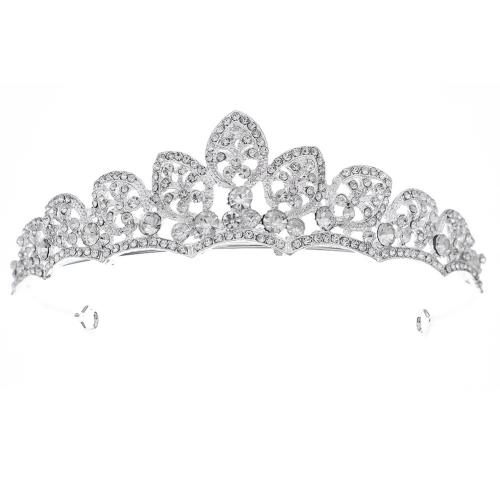 Tiaras, liga de zinco, joias de moda & para mulher & com strass, prateado, vendido por PC