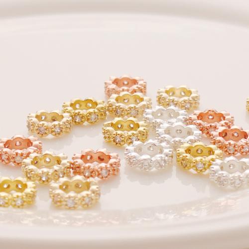 Zinc Alloy Spacer perler, med Cubic Zirconia, forgyldt, du kan DIY, flere farver til valg, nikkel, bly & cadmium fri, 8mm, Solgt af PC