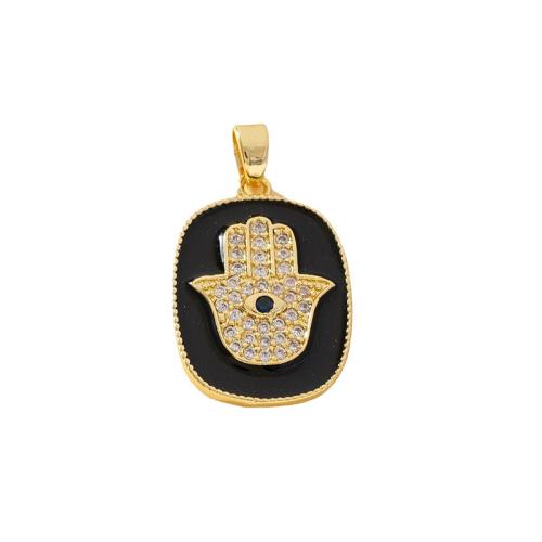 Cubic Zirconia Micro Pave Brass Pendant plated DIY & micro pave cubic zirconia & enamel Sold By PC