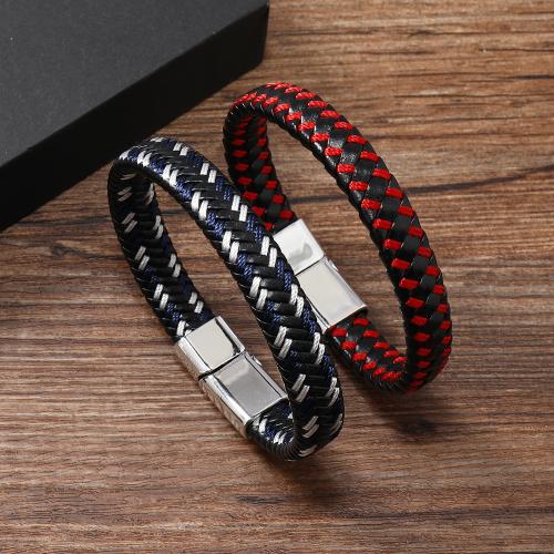 PU cavo bracciali, lega in zinco, with cavo di cuoio & PU, unisex, nessuno, Venduto da PC