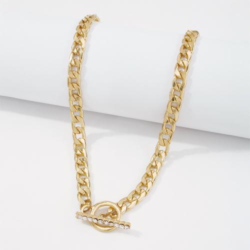 Collier de bijoux en alliage de zinc, bijoux de mode & pour femme & avec strass, doré, Longueur Environ 43 cm, Vendu par PC