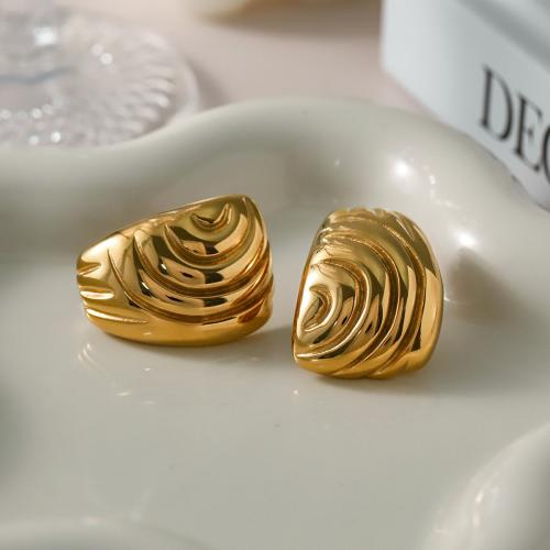 Stainless Steel Stud Earrings 304 Stainless Steel 18K gold plated fashion jewelry & for woman golden Sold By Pair