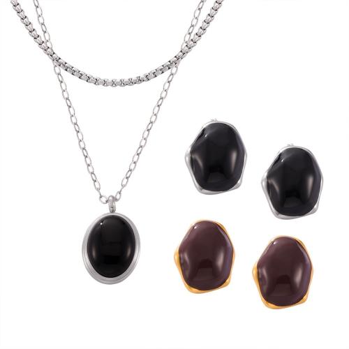 Sets de Joyas, Partículas de acero, con Vidrio, diferentes estilos para la opción & para mujer & esmalte, más colores para la opción, longitud aproximado 41 cm, Vendido por UD