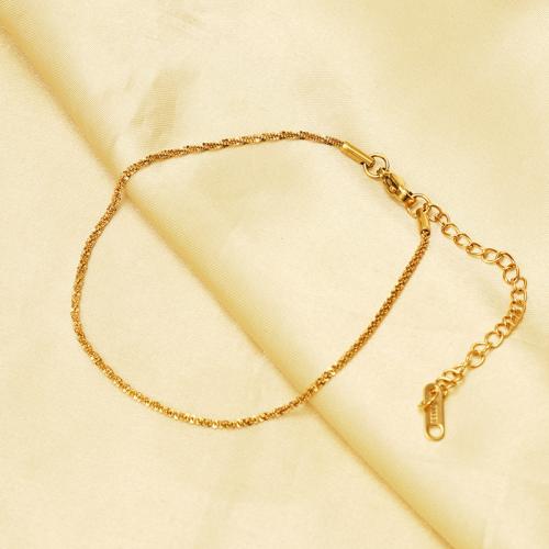 Anklet de acero inoxidable, acero inoxidable 304, con 7cm extender cadena, 18K chapado en oro, Joyería & para mujer, dorado, longitud aproximado 20 cm, Vendido por UD