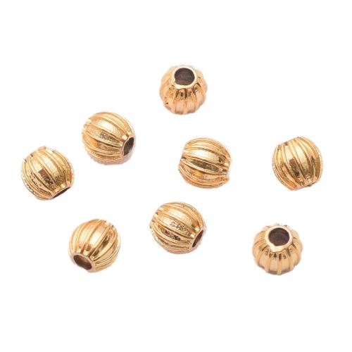 Brass Spacer perle, Mesing, Lubenica, zlatna boja pozlaćen, možete DIY, nikal, olovo i kadmij besplatno, 6x6mm, Rupa:Približno 2mm, 10računala/Torba, Prodano By Torba