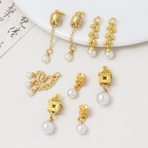 Messing hangers, met Plastic Pearl, gold plated, DIY & verschillende stijlen voor de keuze, meer kleuren voor de keuze, nikkel, lood en cadmium vrij, Verkocht door PC