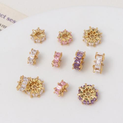 Cubic Zirconia Brass Pärlor, Mässing, med Cubic Zirconia, plated, DIY & olika stilar för val, fler färger för val, nickel, bly och kadmium gratis, Säljs av PC