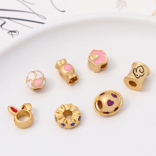 Brass Jewelry Beads gold color plated DIY & enamel nickel lead & cadmium free Sold By PC