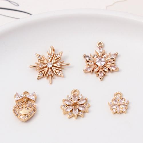 Cubic Zirconia (CZ) Brass Hängen, Mässing, med Cubic Zirconia, guldfärg pläterade, DIY & olika stilar för val, fler färger för val, nickel, bly och kadmium gratis, Säljs av PC