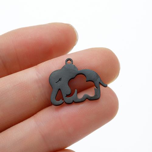 Rustfrit stål Animal Pendler, 304 rustfrit stål, Elephant, forgyldt, du kan DIY, flere farver til valg, 17x15mm, 5pc'er/Bag, Solgt af Bag