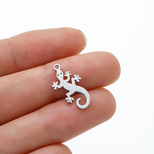 Nerūdijančio plieno Gyvūnų Pakabukai, 304 Nerūdijantis plienas, Gecko, padengtą, Pasidaryk pats, daugiau spalvų pasirinkimas, 9x17mm, 5kompiuteriai/Krepšys, Pardavė Krepšys