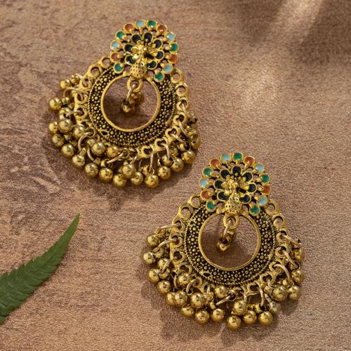 Zinc Alloy Stud Earring for woman & enamel & hollow Sold By Pair