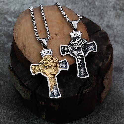 Nerezová ocel Cross Přívěsky, 304 Stainless Steel, lesklý, různé styly pro výběr, více barev na výběr, Prodáno By PC