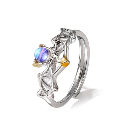 Anello in lega di zinco, lega in zinco, with Moonstone, placcato, stili diversi per la scelta & per la donna, argento, Venduto da PC