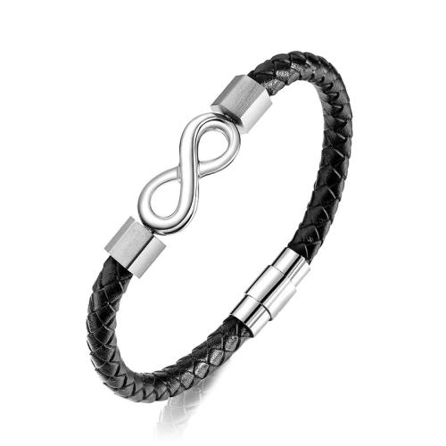 Kožený náramek Cord, 304 Stainless Steel, s Mikrovlákno PU, různé délky pro volbu & pro muže, více barev na výběr, Prodáno By PC