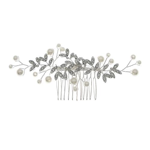 Maisiúil Gruaige Combs, Sinc Alloy, le Pearl Plaisteacha, lámhdhéanta, jewelry faisin & do bhean & le rhinestone, dathanna níos mó le haghaidh rogha, 60x125mm, Díolta De réir PC