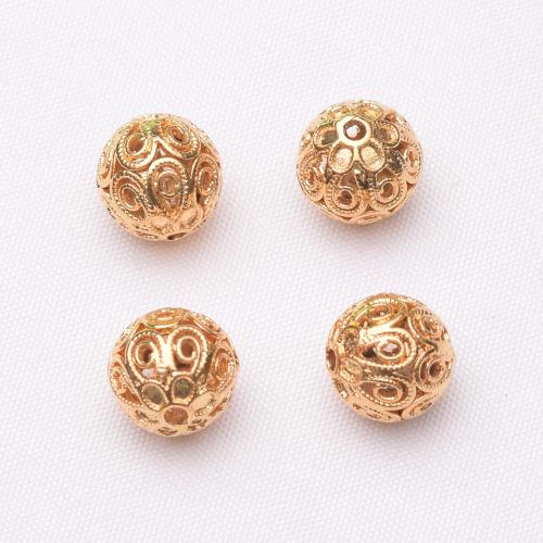 Brass távtartó gyöngyök, Sárgaréz, arany színű aranyozott, DIY, nikkel, ólom és kadmium mentes, 10mm, Lyuk:Kb 1.5mm, 10PC-k/Bag, Által értékesített Bag