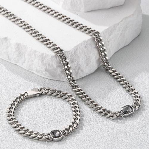 Parures de bijoux en acier inoxydable, Bracelet & collier, Acier inoxydable 304, le style de punk & unisexe & styles différents pour le choix, couleur originale, Vendu par PC