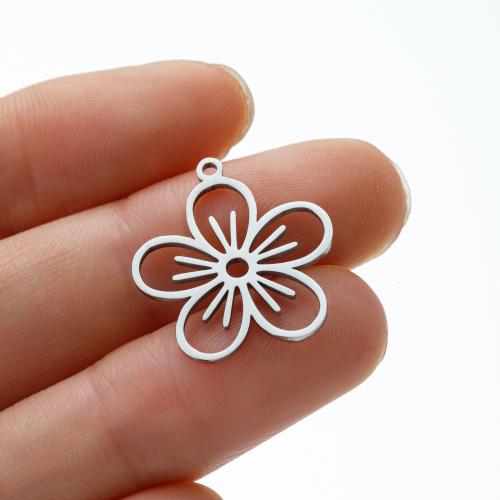 Pendentif fleur en acier inoxydable, Acier inoxydable 304, Placage, DIY, plus de couleurs à choisir, 17mm, 5PC/sac, Vendu par sac