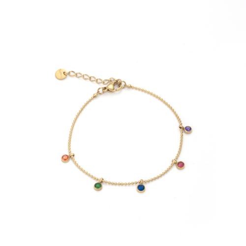 Bracelet d'acier titane, avec 5CM chaînes de rallonge, pavé de micro zircon & pour femme, plus de couleurs à choisir, Longueur Environ 15 cm, Vendu par PC