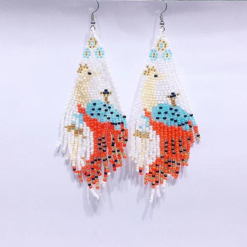 Pendientes de Aleación de Zinc, con Seedbead, para mujer, color mixto, Vendido por Par