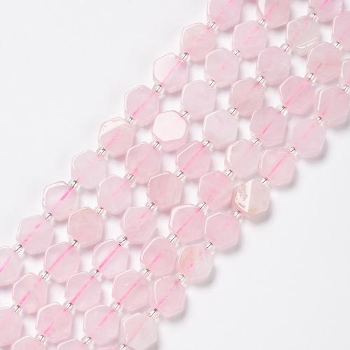 Korálky přírodní Rose Quartz, Šestiúhelník, módní šperky & DIY, růžový, 9mm, Prodáno za Cca 38 cm Strand