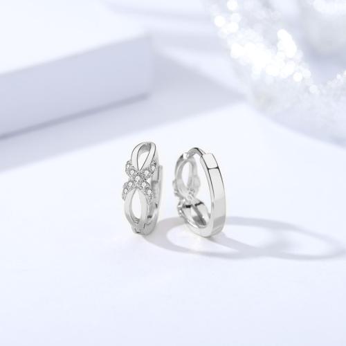 Kubinių Zirconia Mikro Pave sidabro auskarai, 925 sidabro, Bowknot, Bižuterijos & įvairių stilių pasirinkimas & mikro nutiesti kubinių Zirconia & moters, daugiau spalvų pasirinkimas, 4.18x12.43mm, Pardavė Pora