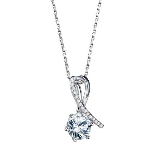 Colliers en argent sterling, Argent sterling 925, avec Moissanite, bijoux de mode & pour femme, Vendu par PC