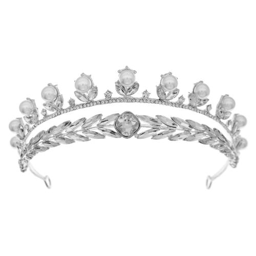 Bridal Tiaras Zinc Alloy with Plastic Pearl fashion jewelry & for woman & with rhinestone silver color Sold By PC