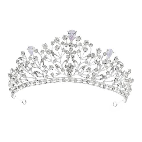 Tiaras, liga de zinco, with zircone em forma de cubo, joias de moda & para mulher, prateado, vendido por PC