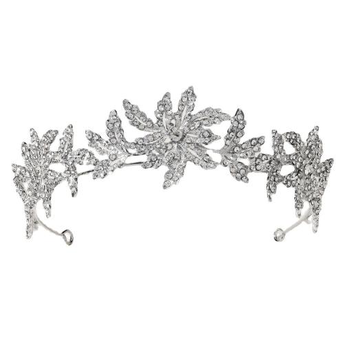 Tiaras, liga de zinco, joias de moda & para mulher & com strass, prateado, vendido por PC