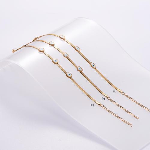 Stainless Steel Jewelry Bracelet 316L Stainless Steel with 5cm extender chain 18K gold plated & for woman & enamel golden Length Approx 18 cm Sold By Bag