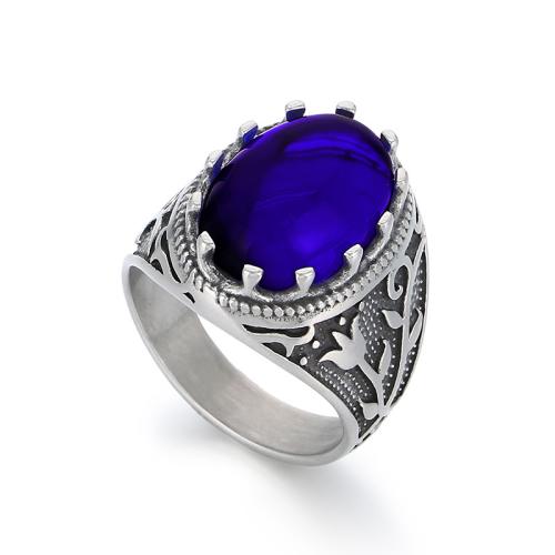 Anillo de dedo acero inoxidable del Rhinestone, acero inoxidable 304, Joyería & diverso tamaño para la opción & para hombre & con diamantes de imitación, más colores para la opción, Vendido por UD