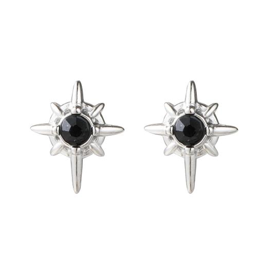 Roestvrij staal Stud Earrings, 304 roestvrij staal, met Cubic Zirconia, Acht Point Star, mode sieraden & uniseks, meer kleuren voor de keuze, 9.30x11.20mm, Verkocht door pair