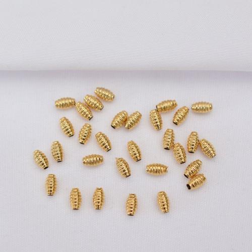 Perline vuote in ottone, Ovale, placcato color oro, DIY, assenza di nichel,piombo&cadmio, 5x3mm, Foro:Appross. 1.5mm, Appross. 100PC/borsa, Venduto da borsa