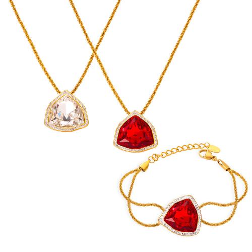 Parures de bijoux, Acier titane, avec zircon cubique, Placage, styles différents pour le choix & pour femme & avec strass, plus de couleurs à choisir, Vendu par PC