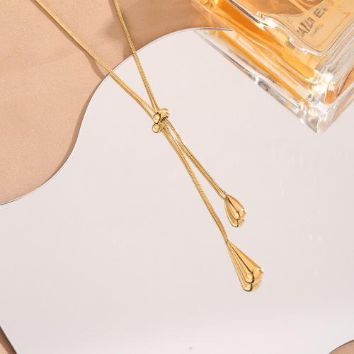 Collier d'acier titane, Placage, pour femme, doré, Longueur Environ 41-50 cm, Vendu par PC