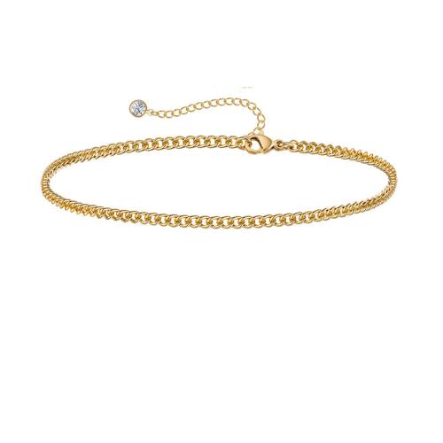 Roestvrijstalen Anklet, 304 roestvrij staal, verschillende stijlen voor de keuze & micro pave zirconia & voor vrouw, gouden, Lengte 21 cm, Verkocht door PC