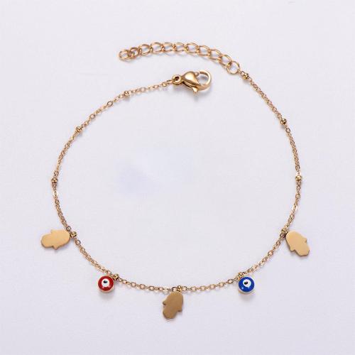 Stainless Steel Jewelry Bracelet 316L Stainless Steel with 5cm extender chain 18K gold plated & for woman & enamel golden Length Approx 18 cm Sold By Bag