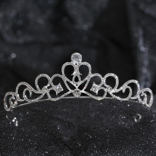 Tiaras, liga de zinco, joias de moda & para mulher & com strass, prateado, vendido por PC