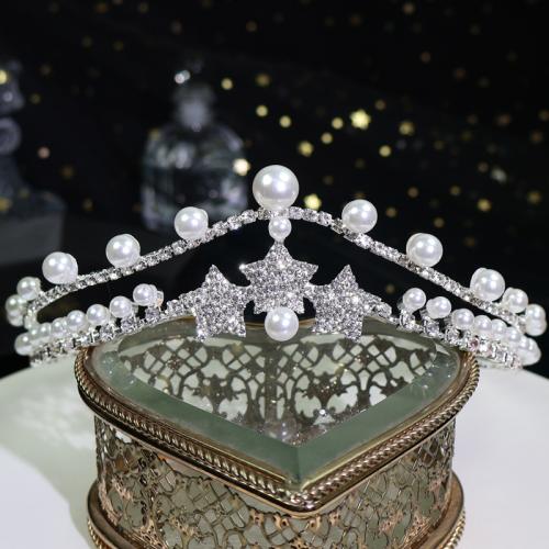 Bridal Tiaras Zinc Alloy with Plastic Pearl fashion jewelry & for woman & with rhinestone silver color Sold By PC