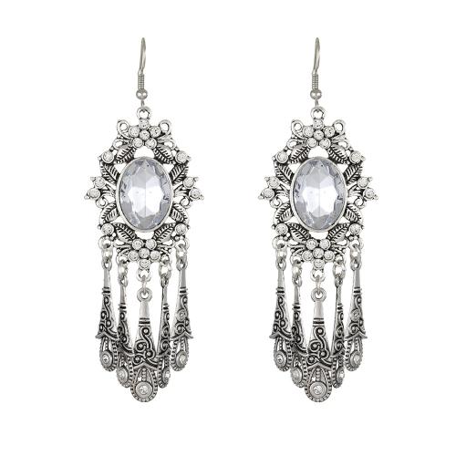 Zinc Alloy Drop Earrings fashion jewelry & for woman & with rhinestone Sold By Pair