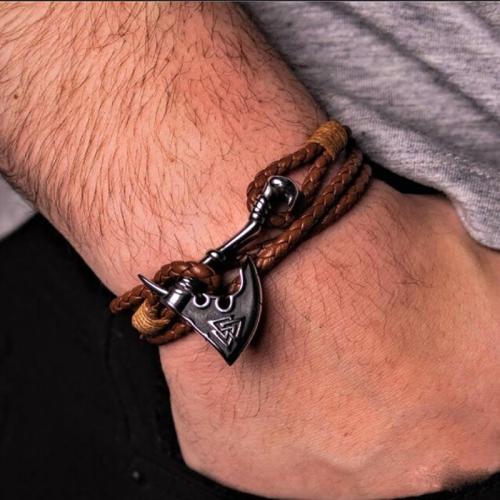 Bracciale gioielli in acciaio inossidabile, 304 acciaio inox, with PU microfibra, fatto a mano, unisex & formato differente per scelta, marrone, Venduto da PC