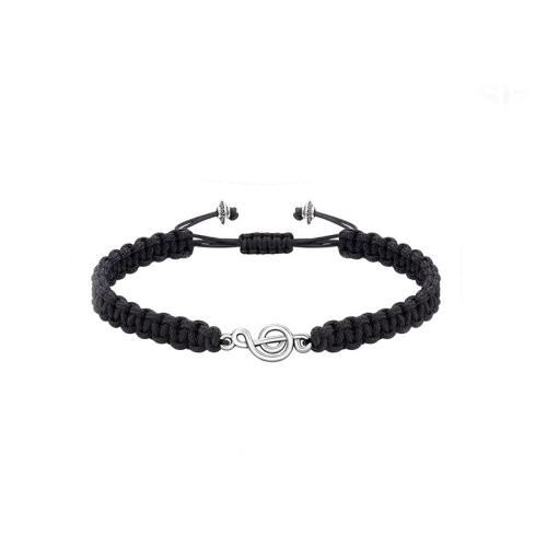 Pulseira de liga de zinco, with Corda de nylon, unissex, preto, vendido por PC