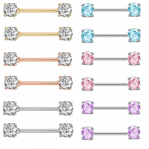 Rostfritt stål Nippel ring, 304 rostfritt stål, Unisex & micro bana cubic zirconia, fler färger för val, Säljs av PC