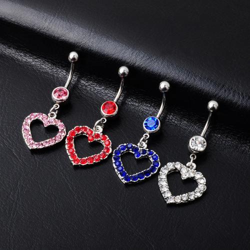 Bijoux chaîne de corps, alliage de zinc, avec Acier inoxydable 316, Placage, pour femme & avec les strass tchèques, plus de couleurs à choisir, 5MM steel ball *1.6*11MM bend rod, Vendu par PC