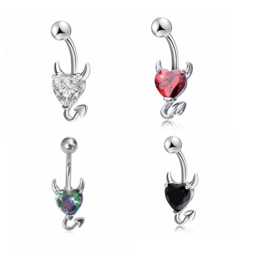 Stainless Steel Belly Ring, 304 Stainless Steel, Unisex & micro pave cubic zirconia, more colors for choice, Sold By PC