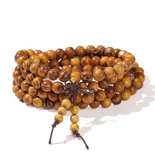 Sandalwood Bracelet handmade multilayer & Unisex golden yellow Sold By Strand